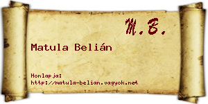 Matula Belián névjegykártya